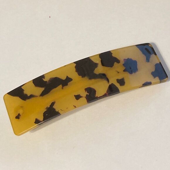 Large Tan Brown Tortoise Shell Confetti Acrylic Hair Barrette French Clip Style - Picture 3 of 9